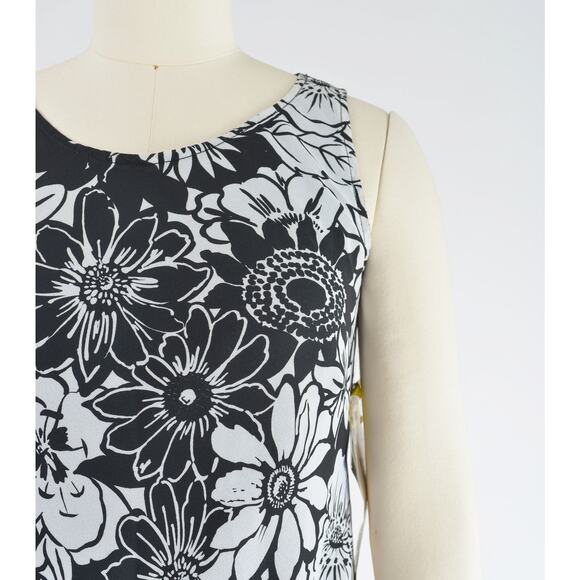 Vintage 90s Black and White Floral High Low Ruffle Maxi Party Dress Deadstock M - Picture 6 of 9